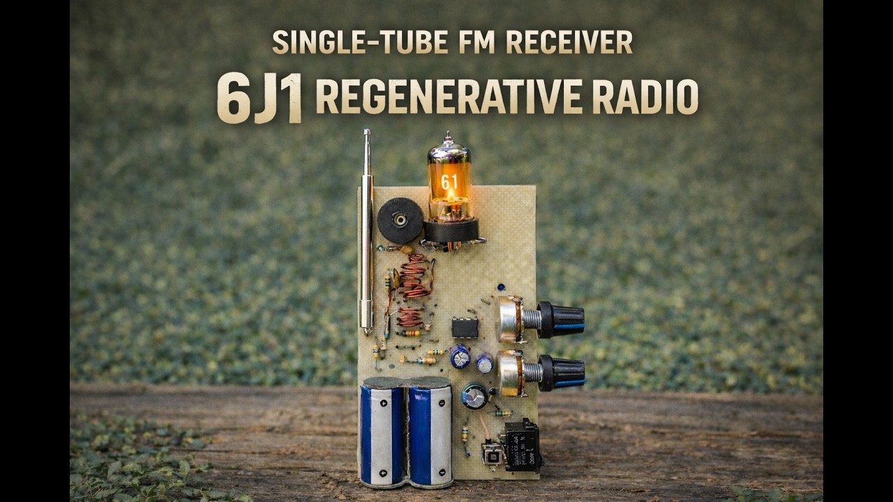 Ламповый FM-радиоприемник 6J1 с регенеративным приводом, работающий от батареек.