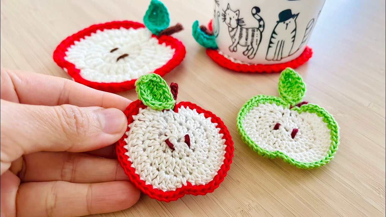 CROCHET | Apple | Apple Hair Clip | Apple Coaster | DIY | Easy | For Beginners