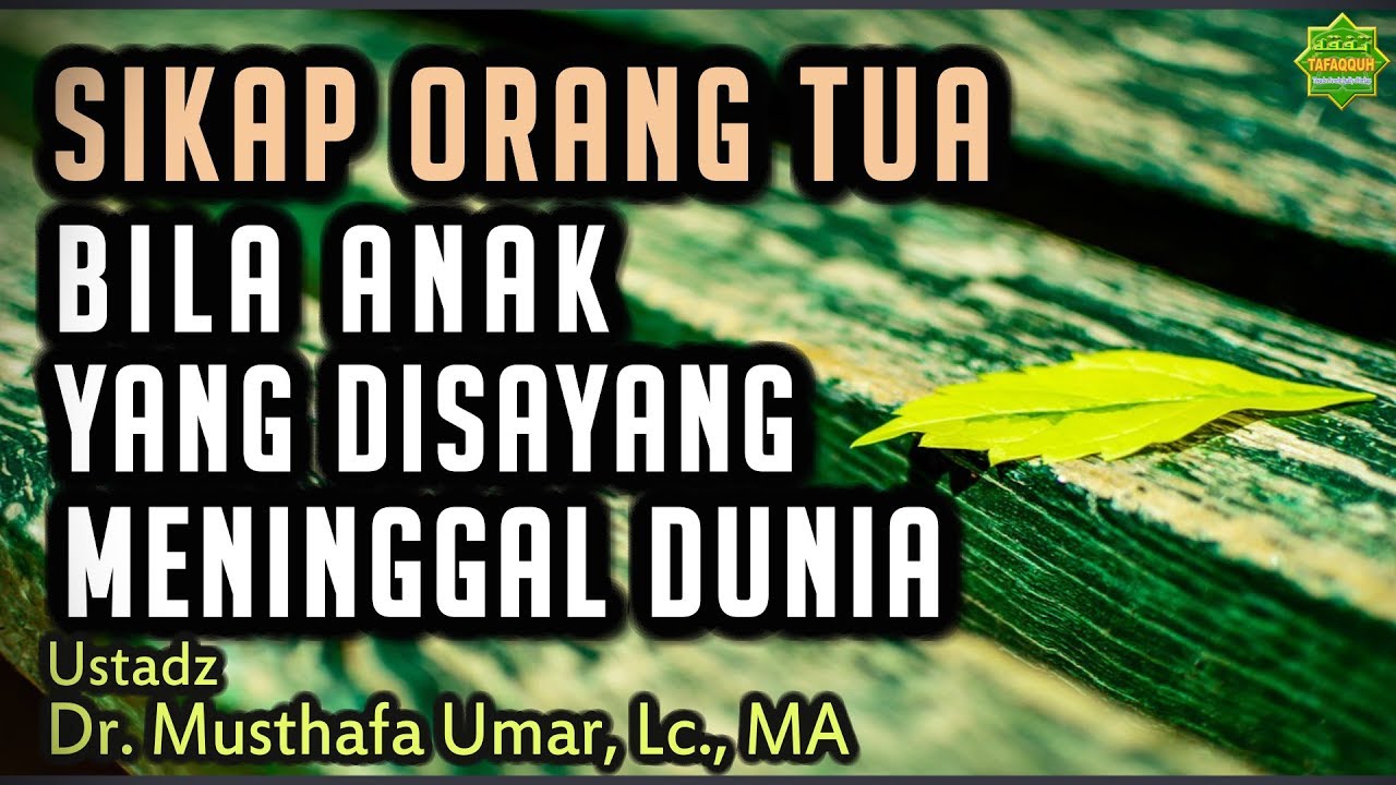 Sikap Orang Tua Bila Anak Yang Disayang Meninggal Dunia Ustadz Dr Musthafa Umar Lc Ma Youtube