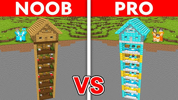 NOOB vs PRO: SKYSCRAPER UNDER THE HOUSE Build Challenge in Minecraft (Maizen)