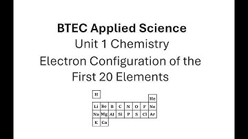 BTEC Applied Science: Unit 1 Chemistry: Electron Configuration again