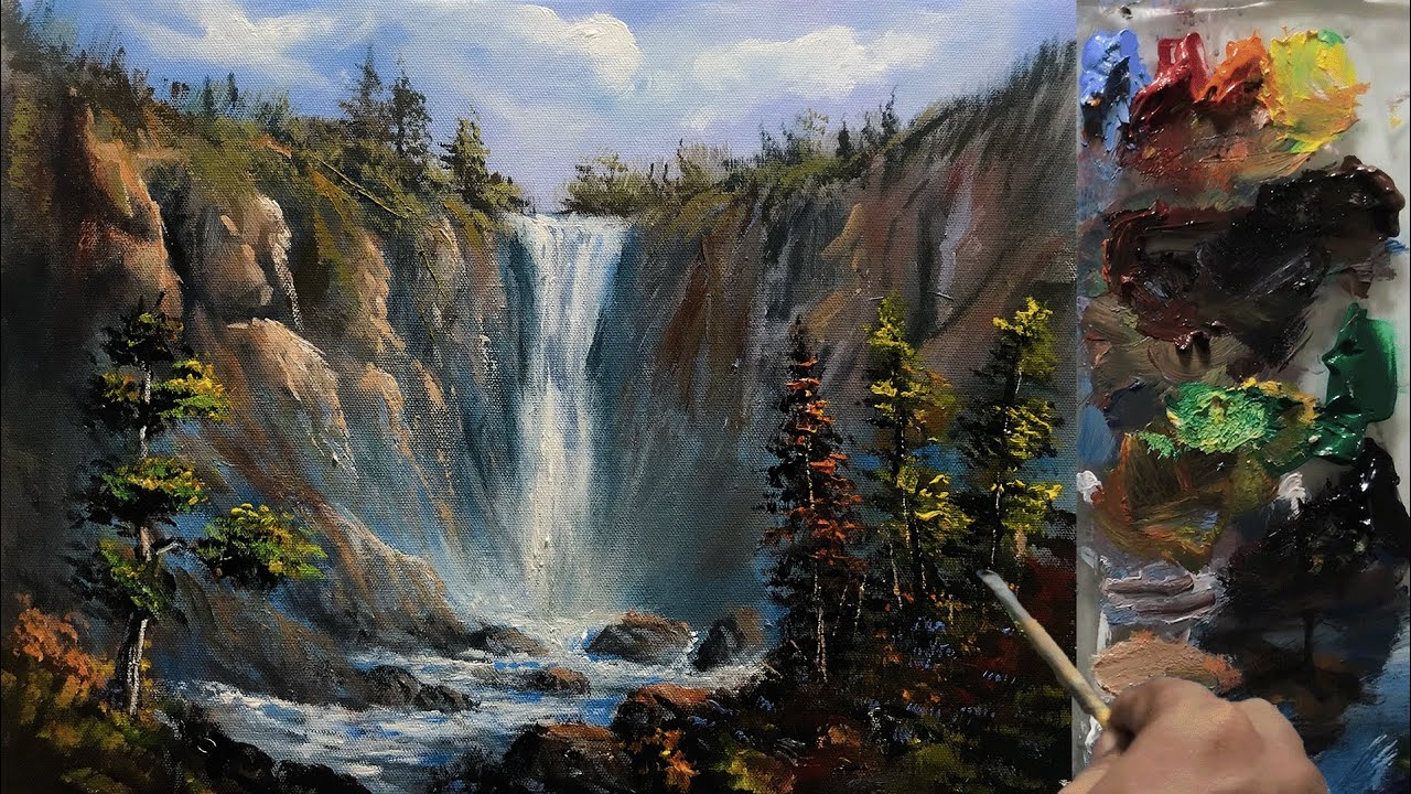 Acrylic Landscape Painting In Time Lapse Waterfall Painting Hidden Maxresdefault