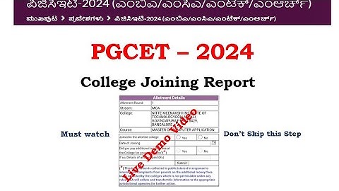 🚨 PGCET - 2024: How to do College Joining Report Live Demo || Don