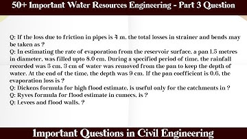 MCQ Questions Water Resources Engineering - Part 3 with Answers