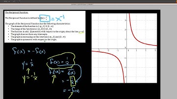 Parent Functions:  The Reciprocal Function