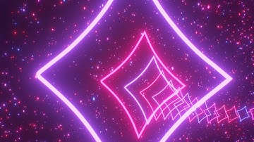 Diamond Shaped Neon Glowing Circular 3D Tunnel With Sparkling Stars 4K UHD 60fps 1 Hour Video Loop