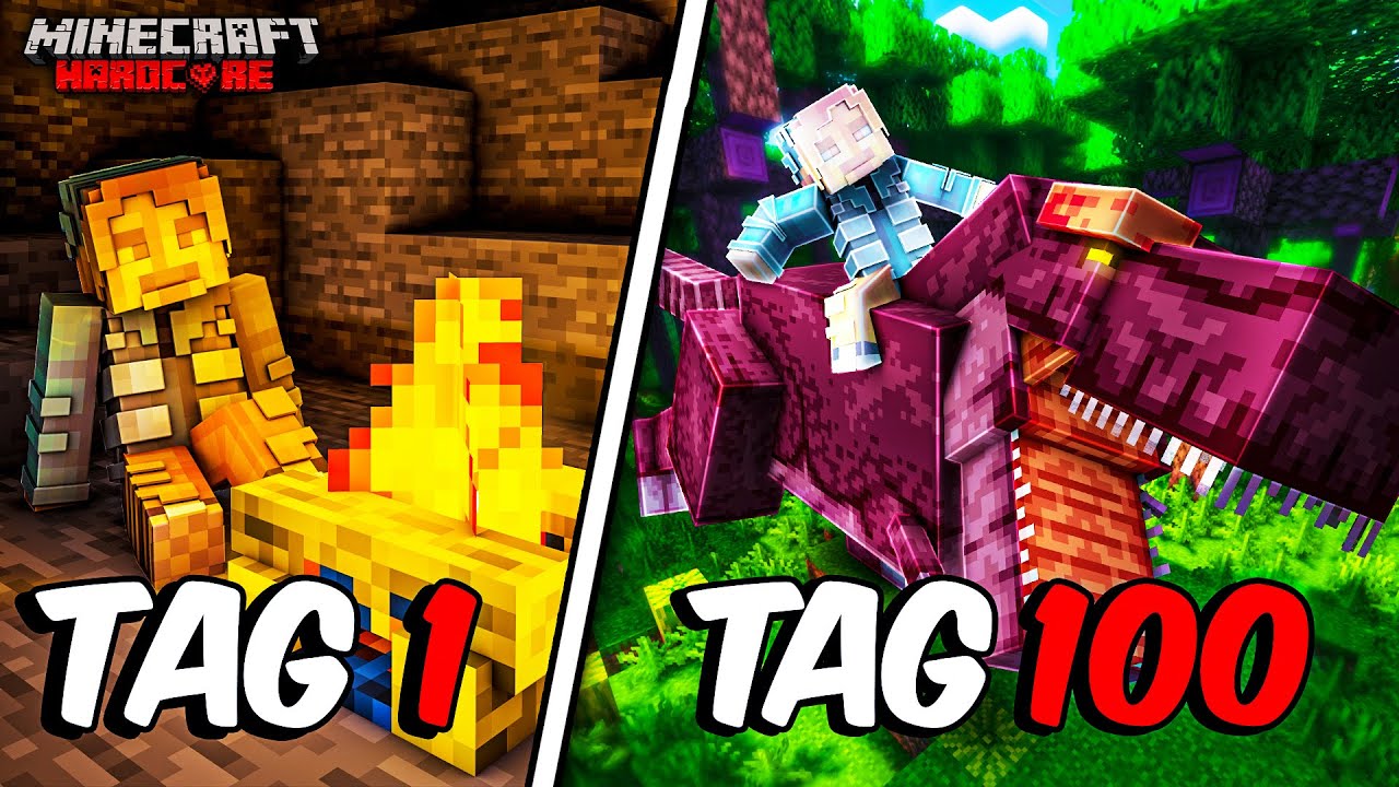 Ich überlebe 100 Tage Minecraft in der STEINZEIT!