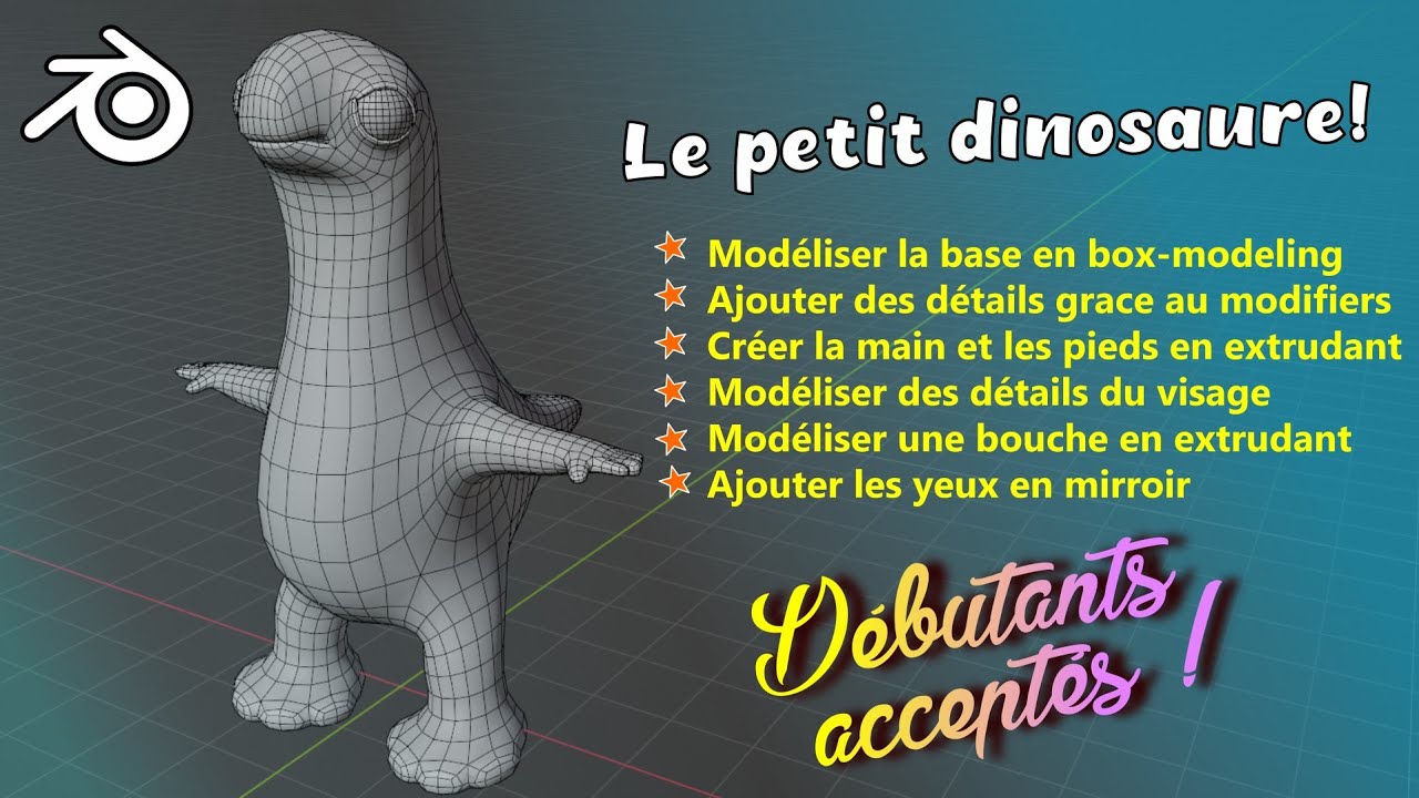 Modélisation d'un petit dinosaure - Blender Tutoriel Gratuit en Français