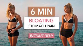 6 MIN BLOATING + STOMACH PAIN RELIEF - exercises, stretches &amp; massaging I quick help