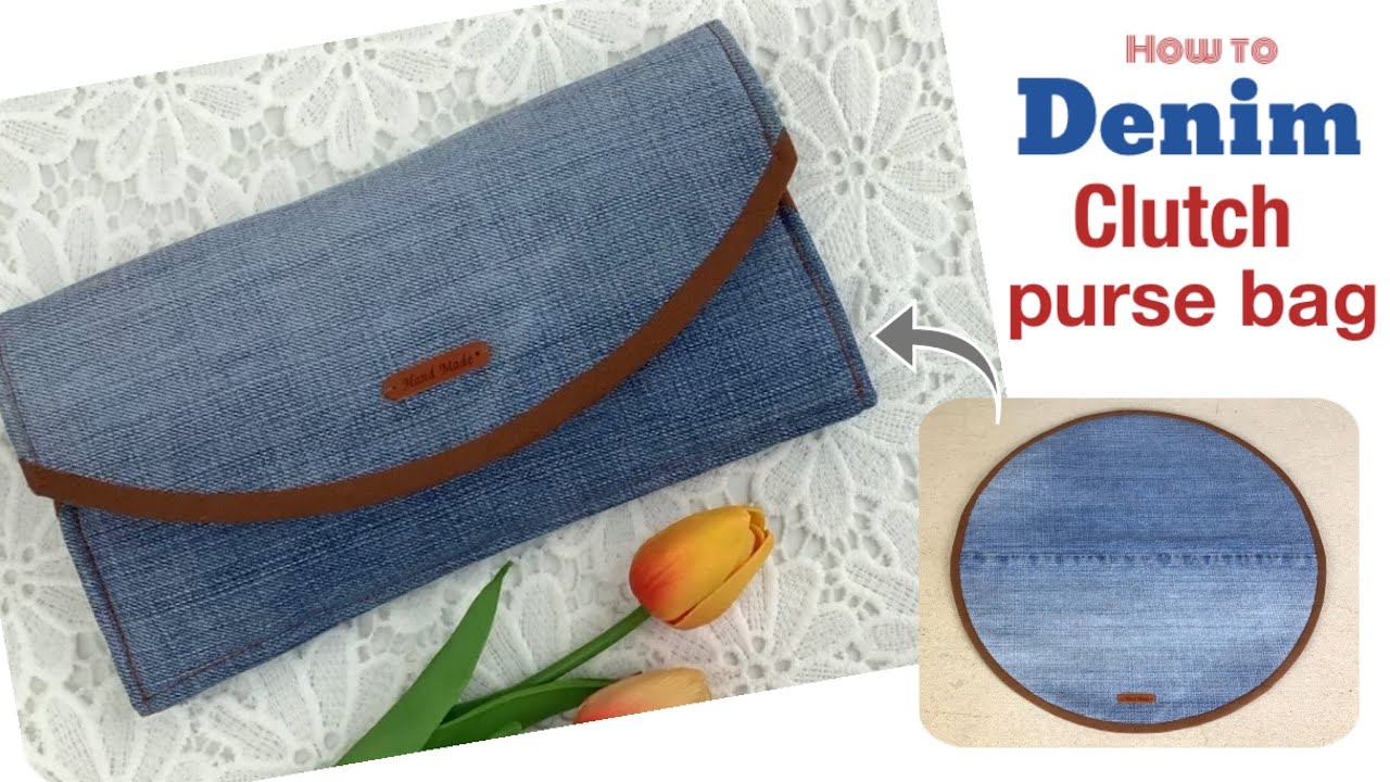 how to sew a denim clutch purse bag tutorial, sewing diy clutch purse bag,  Tutorial and patterns 