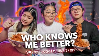 WHO Knows Me BETTER Spicy Noodle Edition! (Ate Vs Kuya) | Ranz and Niana