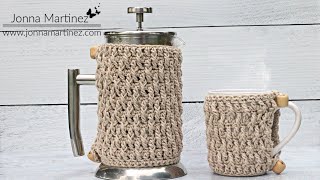 HOW TO CROCHET A cup cozy or Coffee press cozy | The cafe cozy pattern | Crochet Mug Cozy