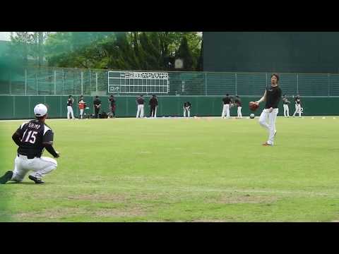 19.6.1　大嶺祐太キャッチボール（捕手座り）　ロッテ浦和