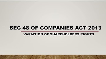 Sec 48 of Companies Act 2013 | Variation of Shareholders Rights | #mcom #cainterlaw #cmainterlaw