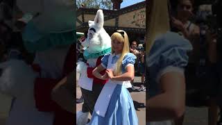 Alice Says Hello As She And The White Rabbit Walk Through Fantasyland - Disneyland 82322