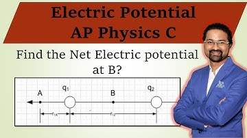 two point charges are separated by a distance of as shown with q1 and q2. Find the potential at poin