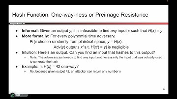 [Cryptography4, Video 2] Hash Security - One-way-ness