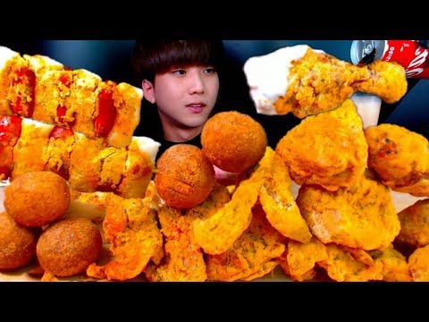 SUB)뿌링클치킨 뿌링소떡 치즈볼 치즈스틱 먹방ASMR BHC Chicken Cheese ball Cheese Stick チキン gà rán MUKBANG EATING SHOW