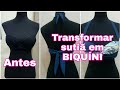 Como transformar sutiã em biquíni com nózinho na frente / Transformando leggings em biquíni 👙