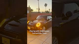 Playing with Mini Cooper Convertible Cover in Palm Springs California