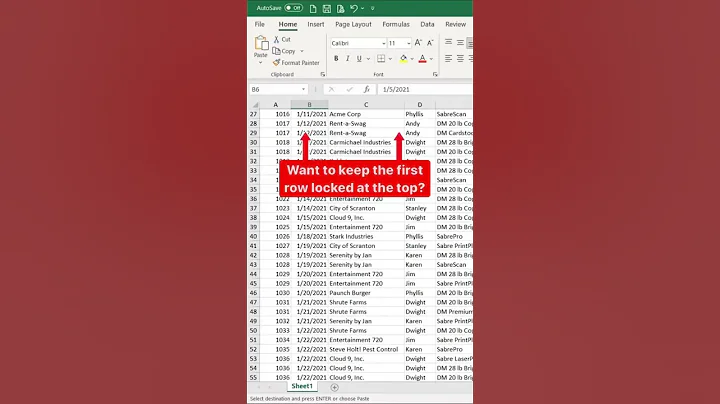 Trick 62  How to Freeze Top Row in Excel Shortcut Keys. #shorts