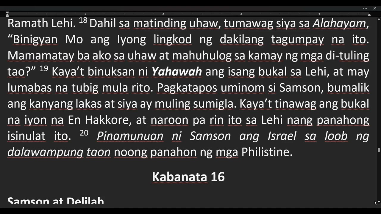Hukom 15-21 Bakit nawasak ang Tribo ni Benjamin? Bakit may tanan sa magkasintahan?