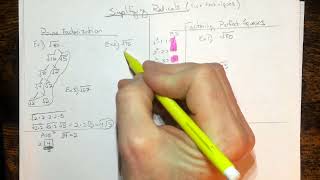 Simplifying Radicals Two techniques numbers only