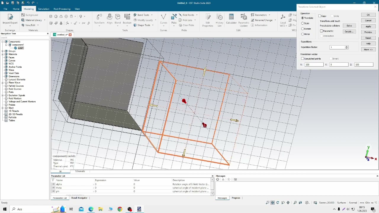Square Trihedral Corner Reflector Design in CST