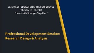Professional Development Session: Research Design & Analysis