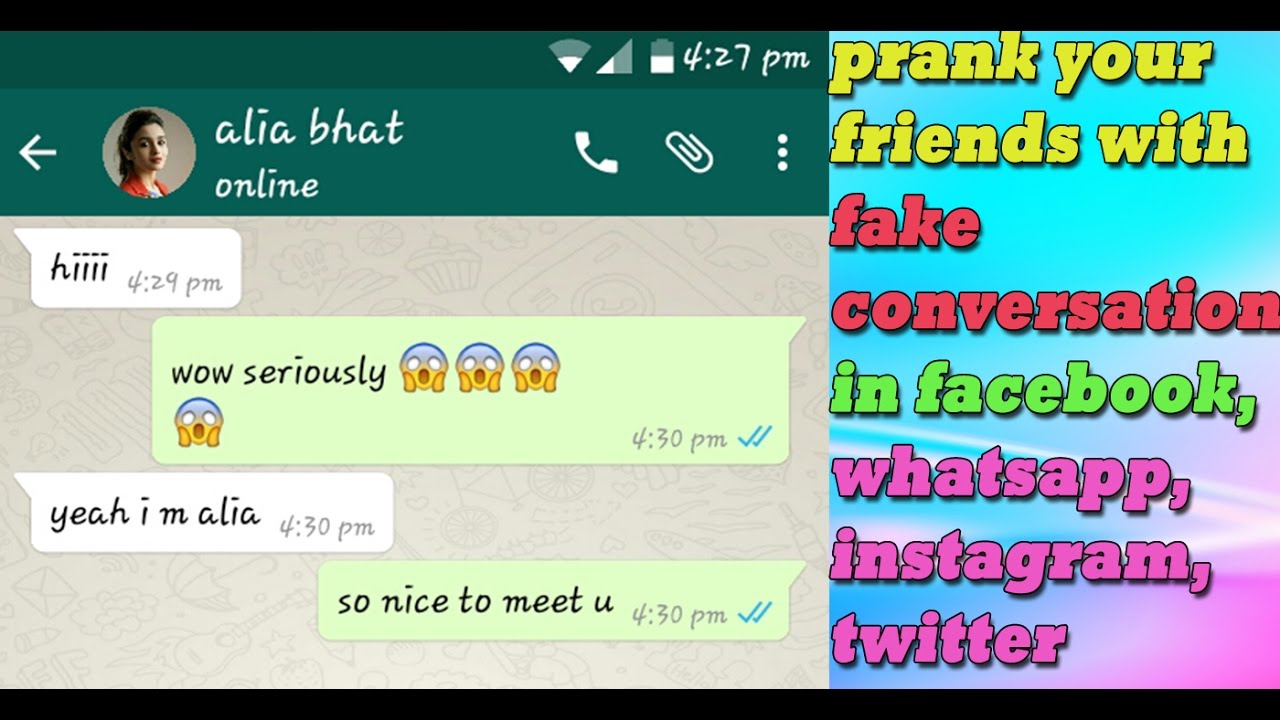 hindi how to prank friends with fake conversation whatsapp facebook instagram - fake instagram hack prank