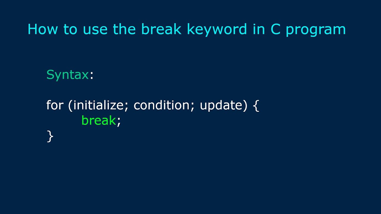 How to use break keyword in C programming - YouTube