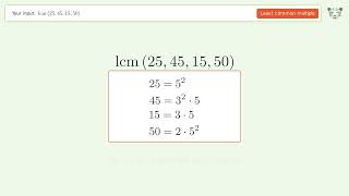 LCM of 25,45,15,50 — Step-by-Step