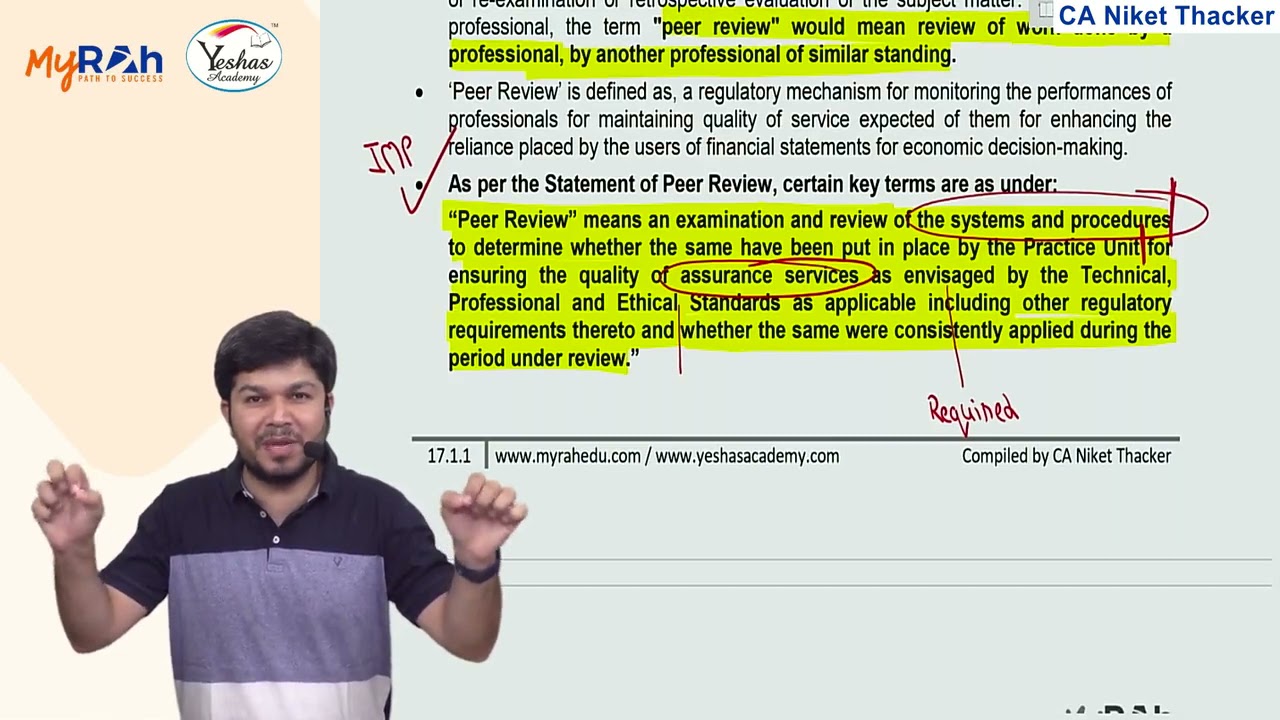 CA Final - Audit - Revised Ch 17(a) - Peer Review - YouTube