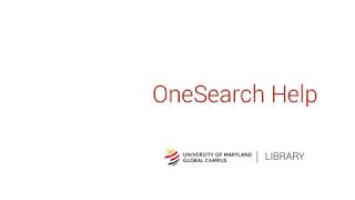 OneSearch Help