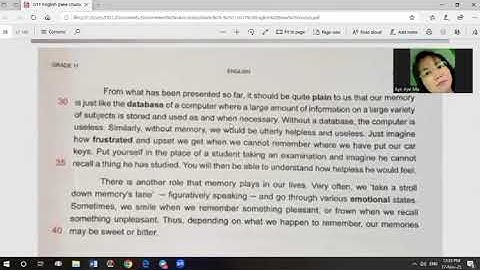 Grade -11 /English/ Unit-3 /Memory/ Read the passage: Part 2 