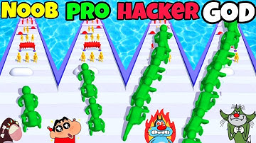 NOOB vs PRO vs HACKER vs GOD in Human Snake Game | Oggy, Jack, Shinchan, Bob || Daddy Gaming