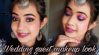 Simple glam wedding guest makeup look ||Glam makeup tutorial for beginners || Parlour style makeup |