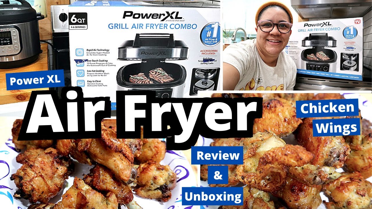 PowerXL 1550W 6-qt 12-in-1 Grill Air Fryer Combo with Glass Lid