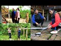 Post-storm cleanup &ndash; a touching moment as Mến shares the heavy work with Th&uacute;y.