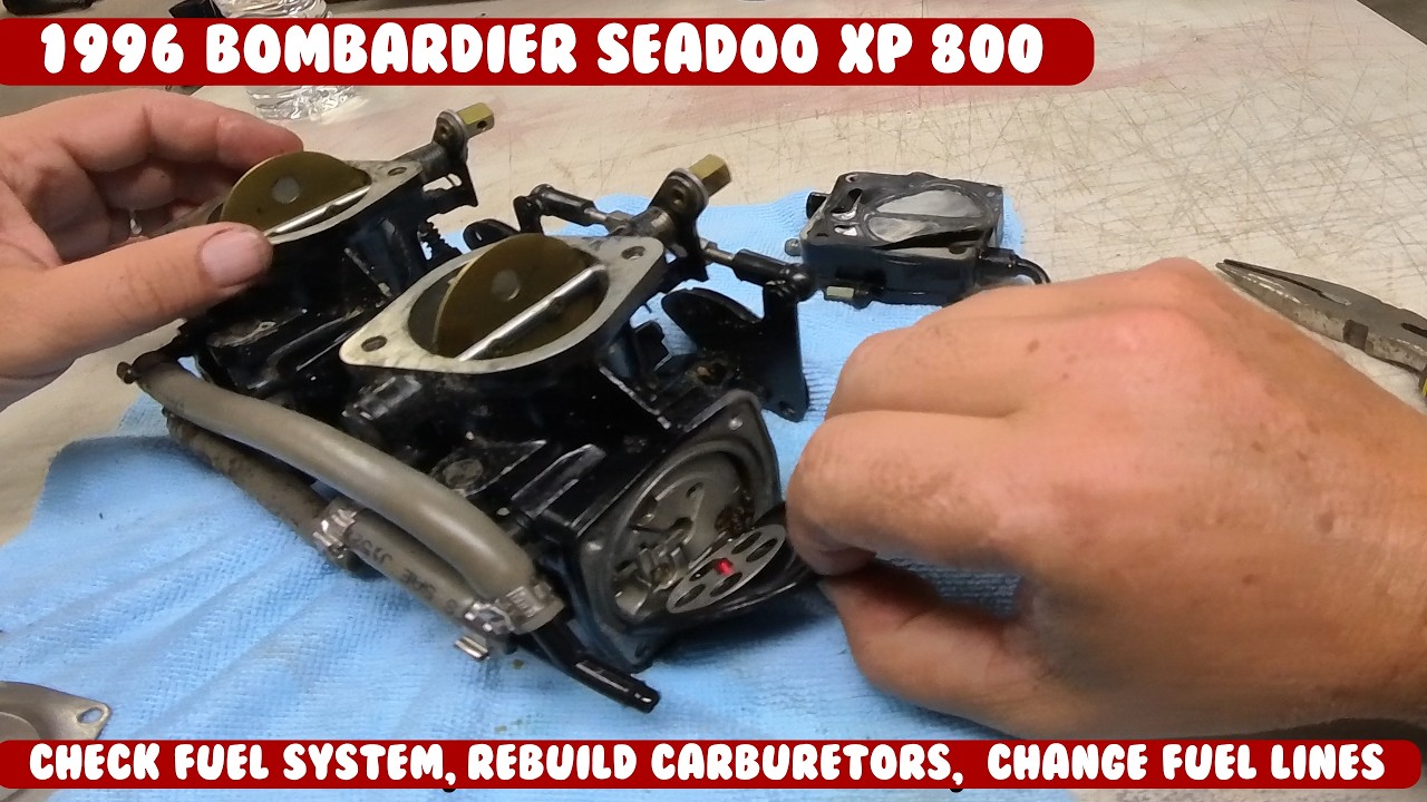 クロノス　マーキュリアル　取り替え Clean and rebuild carburetors, adjust, Replace BAD grey fuel line