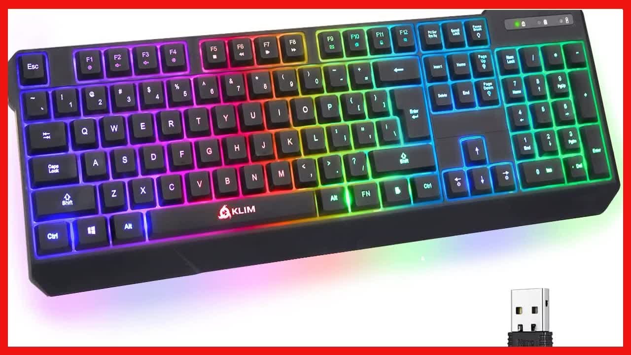 KLIM Chroma Wireless Gaming Keyboard RGB New 2022 Version   Long Lasting Rechargeable Battery