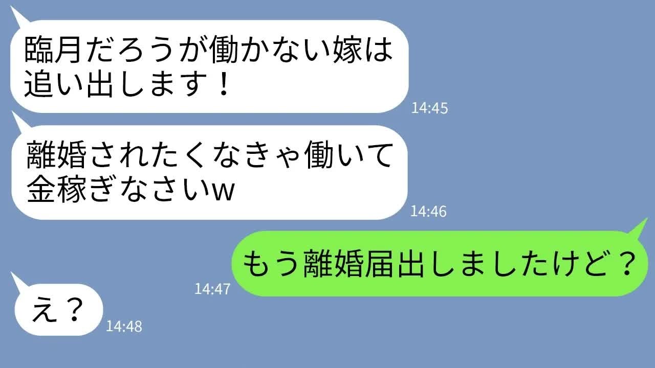 【LINE】妊娠中の嫁を引きこもり呼ばわりして追い出した姑「働かない嫁は出ていけ！」→手のひら返しで復縁要請する義母にある事実を伝えた結果…w