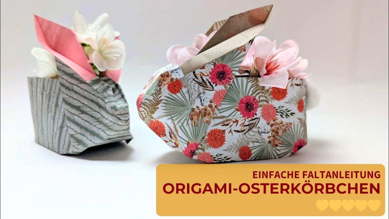 🐰 Origami Hase und Osterkörbchen ganz einfach aus Papier basteln 🐣 - Design by Jackie Chan