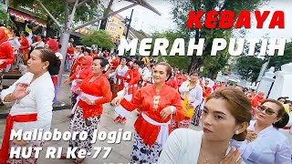 Kebaya Merah Putih Di Malioboro Yogyakarta Hari Ini. Perempuan Berkebaya Jogja Meriahkan Hut Ri 77