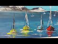 How to paint seascape sail boats abstract painting for beginners