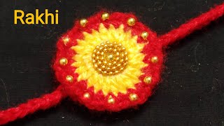 Easy Handmade Woollen Rakhi At Home | Crochet Rakhi | Raksha Bandhan | Rakhi Making Ideas With Beads