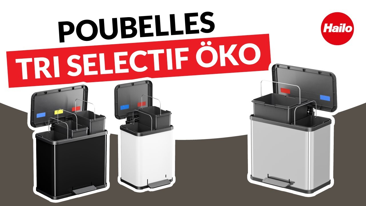 Poubelle de tri sélectif 2 bacs à pédale 20L (9+9) Hailo Öko Duo Plus M  Coloris - Rouge