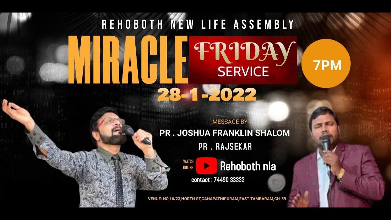 Pr Rajasekar FRIDAY MIRACLE SERVICE | 28-1-2022 7:00 PM |Message by Pr. RAJASEKAR ...