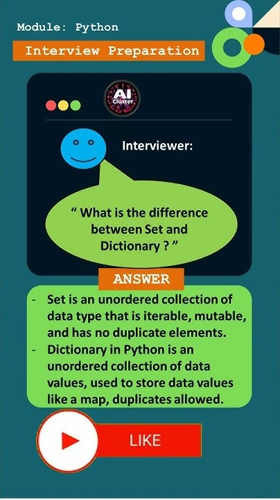 Difference between Set and Dictionary in Python. Interview Questions in ...