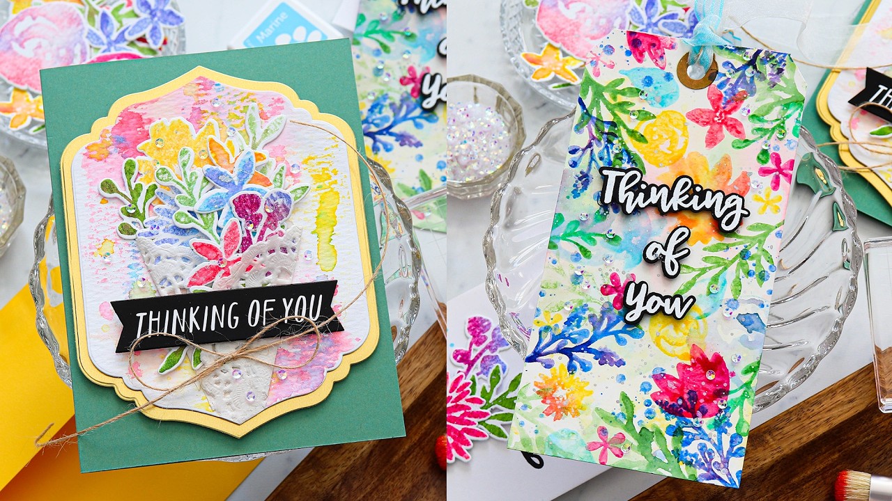 Простое акварельное штампование чернилами! С использованием набора для создания открыток от Simon...